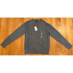Michael Kors Sweater Men's LARGE V-Neck Long Sleeve Cotton Grey MSRP $89.50-NWT